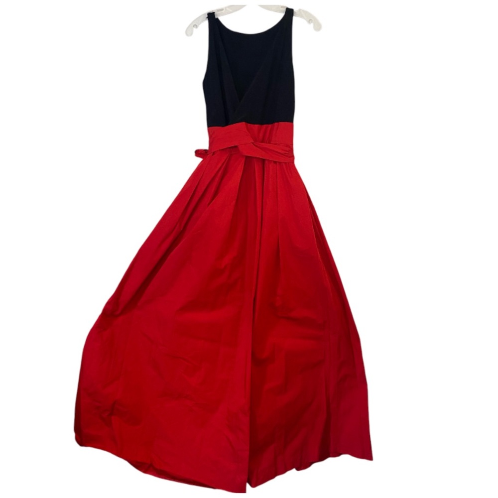 Lauren Ralph Lauren Runway Taffeta Ball Gown Dress Red Black With Pockets Size 6 - Picture 4 of 9